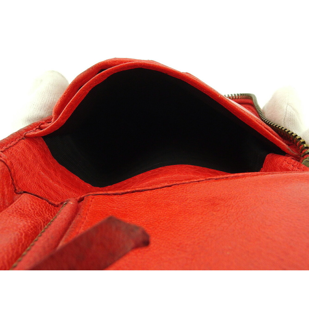 Balenciaga Bifold Wallet Round Zipper Red Leather - Picture 9 of 9
